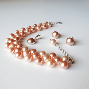 Set "Peach Pearl" din argint 925 cu perle Swarovski - Cod Produs SE155