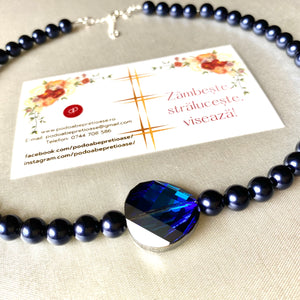 Colier “Blue Paradise” cu perle Preciosa si margea Swarovski - Cod Produs CO42
