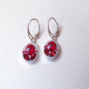 Cercei "Red Tulip" din argint 925 cu cristale Swarovski - Cod produs CE121