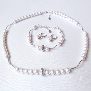 Set "Classic Pearl" din argint 925 cu perle Mallorca albe - Cod produs SE5