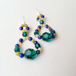 Cercei "Summer Breeze" cu opal, lapis lazuli, cristale Swarovski - Cod Produs CE216