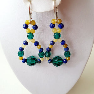 Cercei "Summer Breeze" cu opal, lapis lazuli, cristale Swarovski - Cod Produs CE216