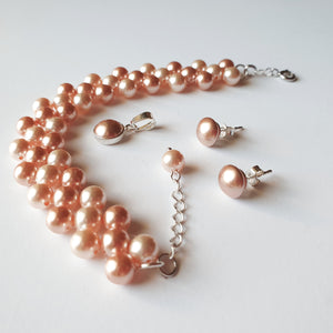 Set "Peach Pearl" din argint 925 cu perle Swarovski - Cod Produs SE155