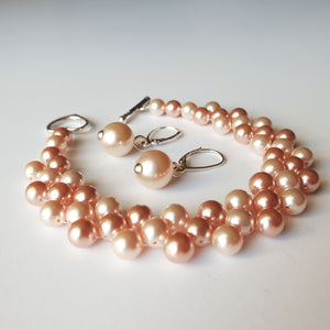 Set "Peach Pearl" din argint 925 cu perle Swarovski - Cod Produs SE156