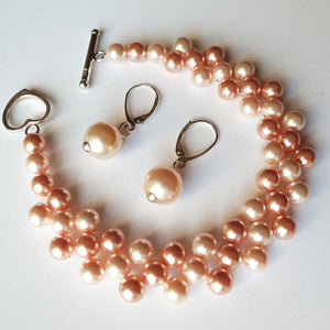 Set "Peach Pearl" din argint 925 cu perle Swarovski - Cod Produs SE156