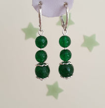 Load image into Gallery viewer, Cercei &quot;Three Ball Drop&quot; din argint 925 cu agat verde - Cod produs CE86
