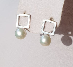 Cercei "Minimal Pearl" din argint rodiat cu perle de cultura - Cod produs CE87