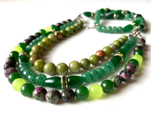 Colier “Green Multicoloured Statement Necklace” - Cod Produs CO39